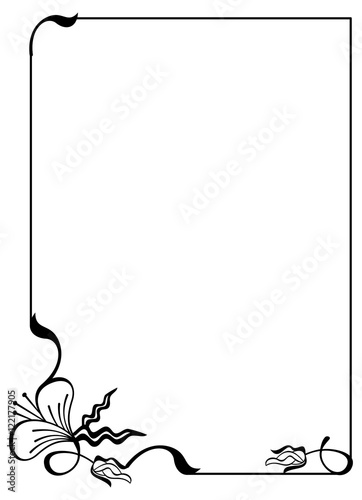 Shilouette flower frame. Design element for banners, labels, greeting cards and wedding invitations. Copy space. Vector template.