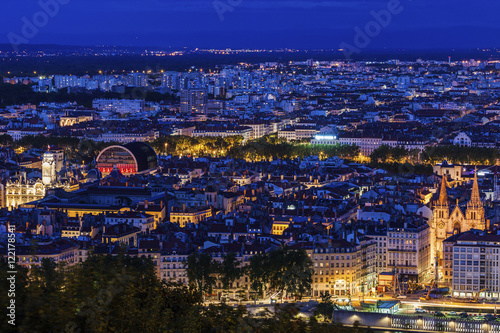 Panorama of Lyon at evening