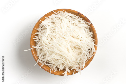Chinese Noodles. Rice vermicelli Pasta into a bowl photo