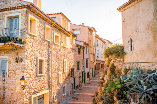 Street view in Antibes coastal village on the french riviera in France photo