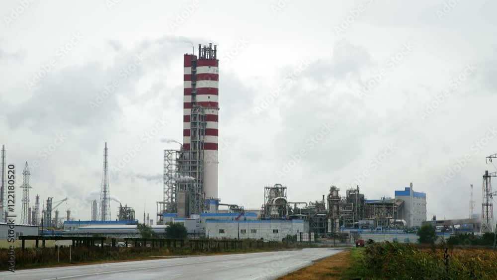Power station. Smoke over the pipes. Straight Road Power station. Smoke over the pipes. Straight Road