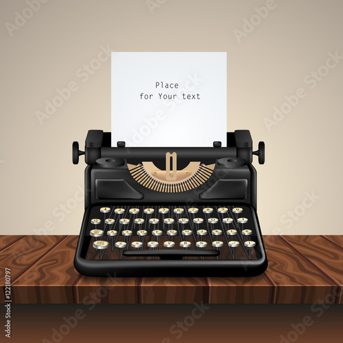 Black Vintage Typewriter On Wooden Table