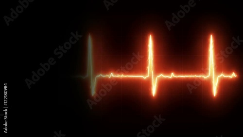 Burning EKG Heart Line Loop Footage