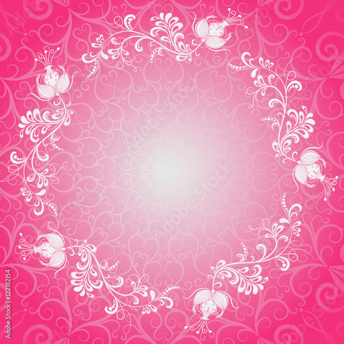  Pink floral spring lacy frame