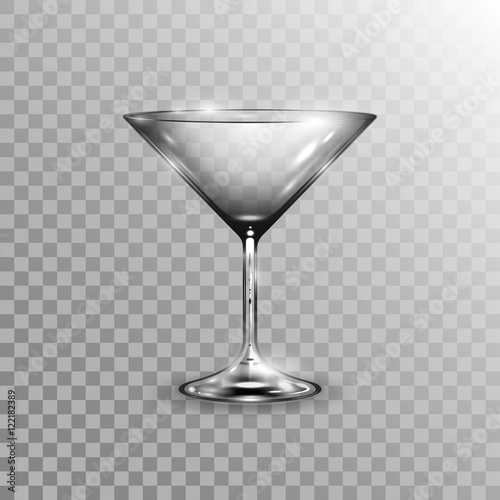 Glass goblet for martini cocktails. Isolated on transparent background. Vector illustration, eps 10.