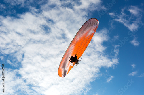 paratrooper parachute on sky.