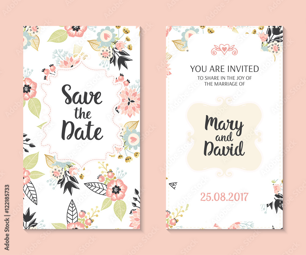 Romantic vector cards template Romantic vector cards template