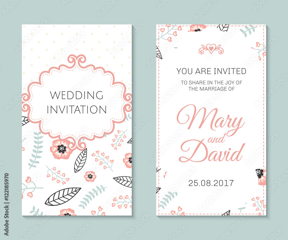 Romantic vector cards template