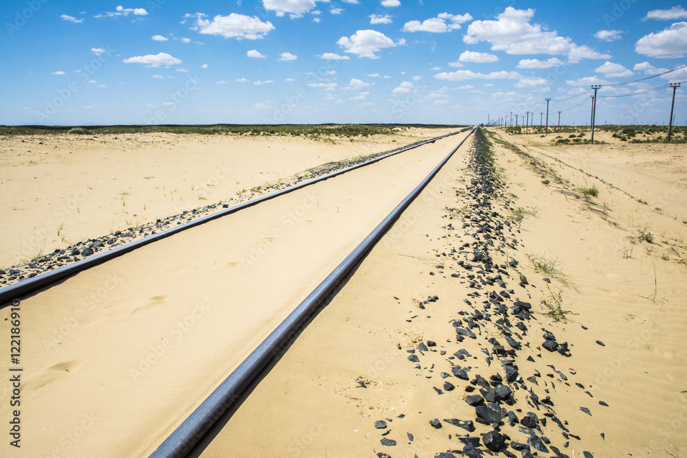 Railway in the desert of Aral