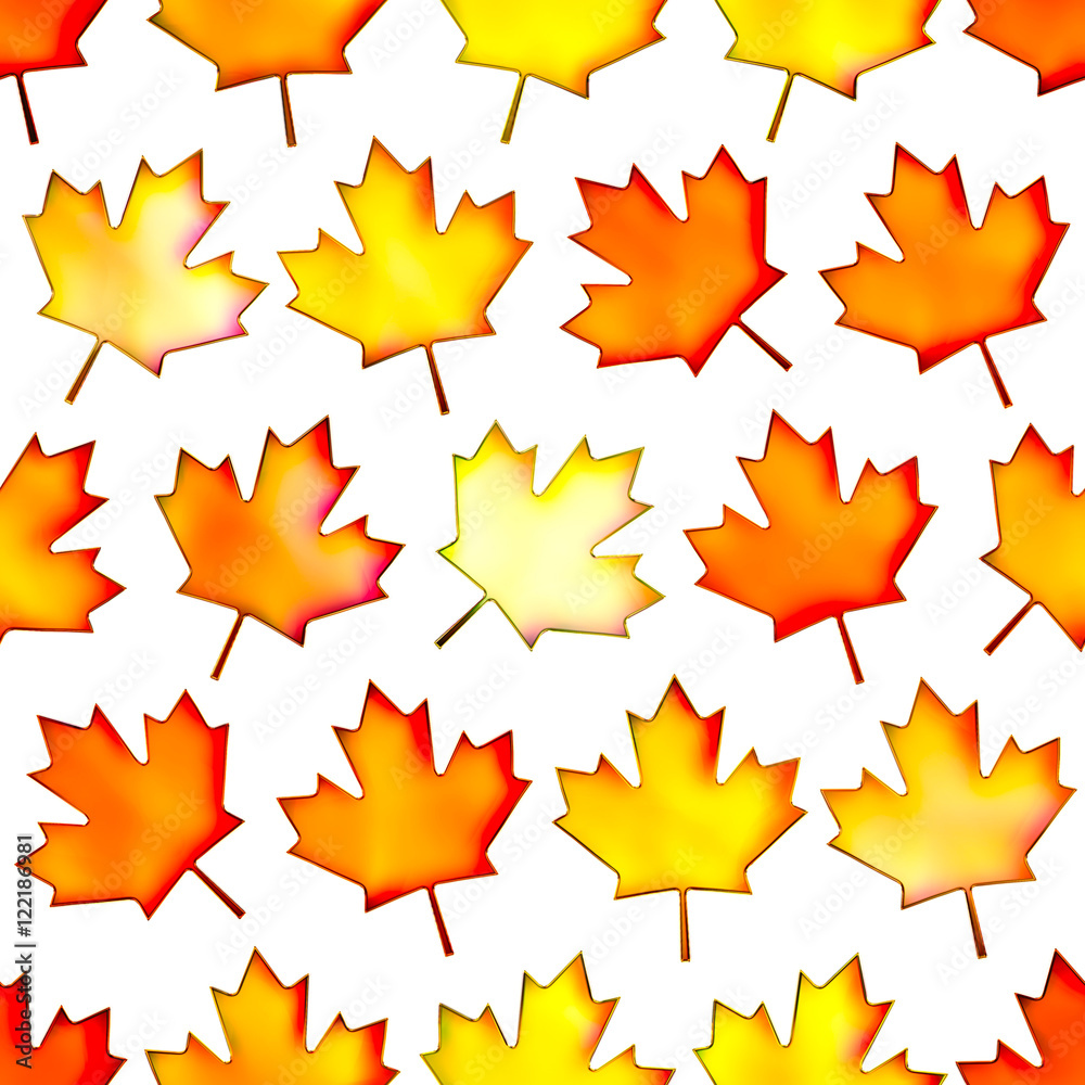 Seamless colorful maple-leaf texture, Isolation on a white background Seamless colorful maple-leaf texture, Isolation on a white background