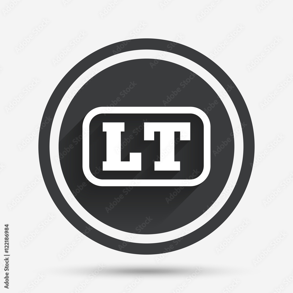 Lithuanian language sign icon. LT translation. Lithuanian language sign icon. LT translation.