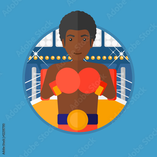 Confident boxer in gloves vector illustration.