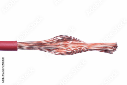 Electric copper wire isolated on white background
