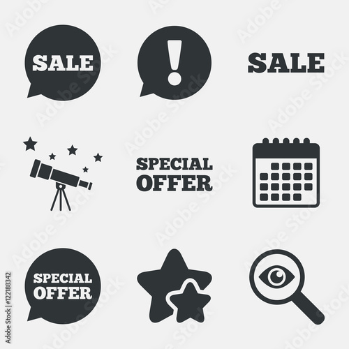 Sale icons. Special offer speech bubbles symbols.