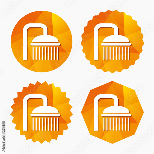 Shower sign icon. Douche with water drops symbol.