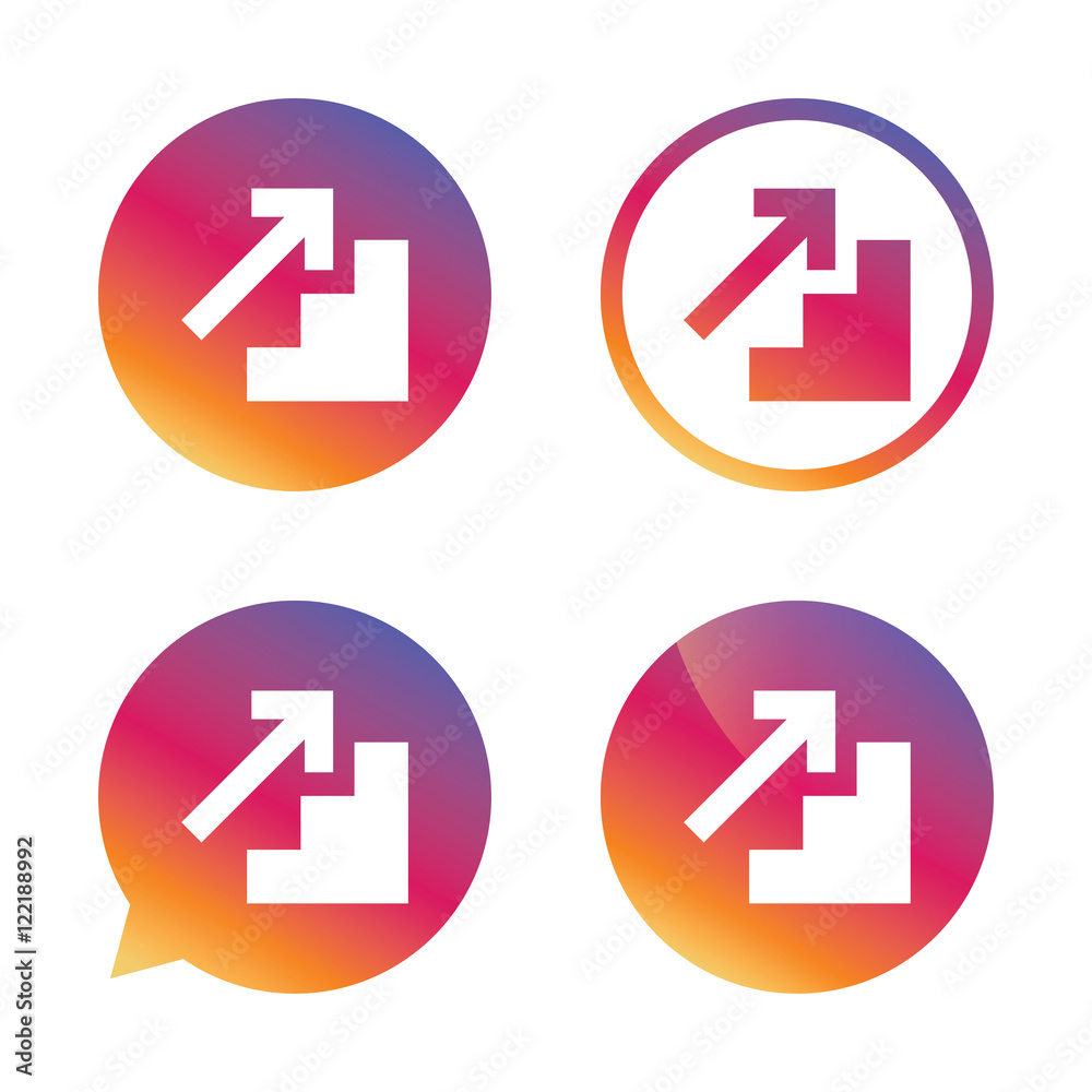 Fototapeta premium Upstairs icon. Up arrow sign.
