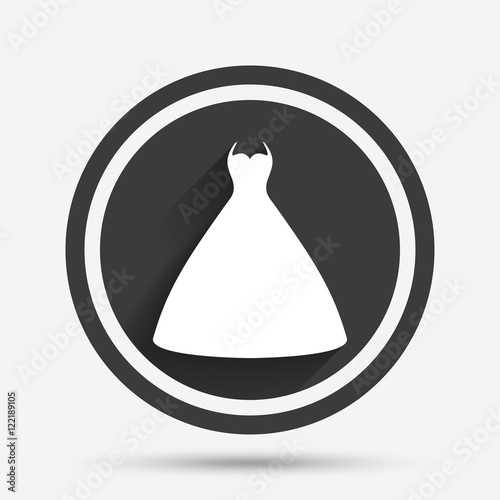 Wedding dress sign icon. Elegant bride symbol.