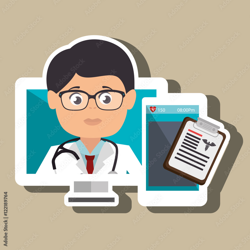 nurse computer service health vector illustration eps 10 nurse computer service health vector illustration eps 10