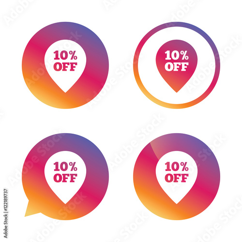 10 percent sale pointer tag sign icon.