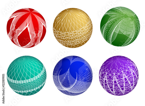 vector openwork lace, new year balls