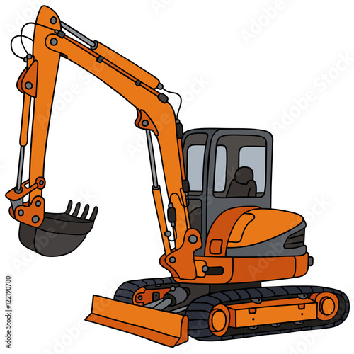 Orange small excavator