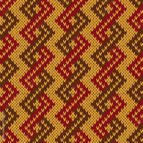 Knitting seamless zigzag pattern in muted warm colors