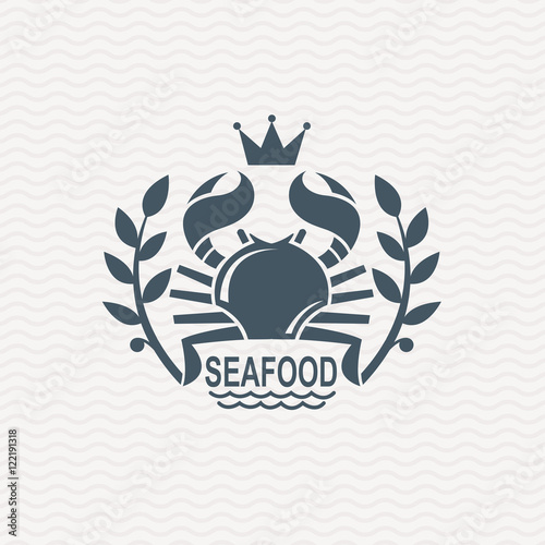 monochrome seafood icon with crab