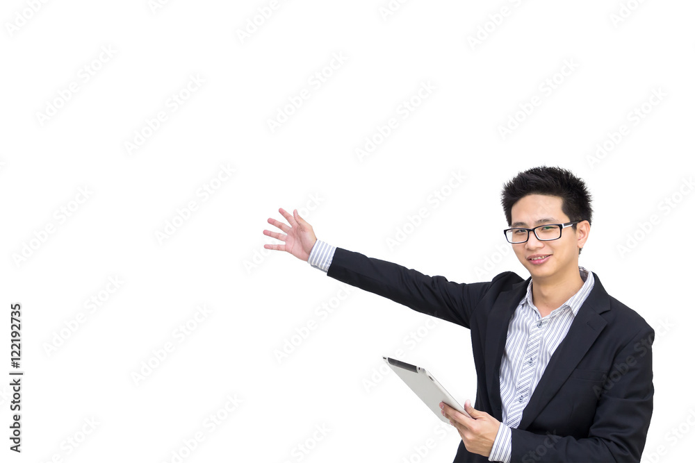 Portrait of a smart asian confident businessman holding tablet Portrait of a smart asian confident businessman holding tablet
