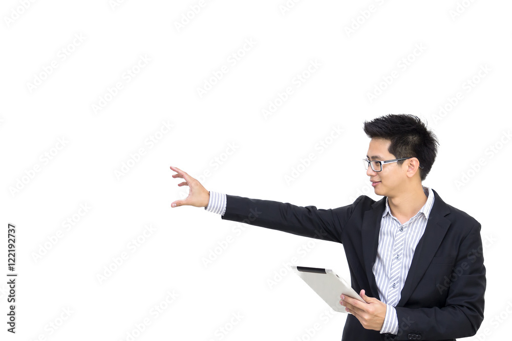 Portrait of a smart asian confident businessman holding tablet Portrait of a smart asian confident businessman holding tablet