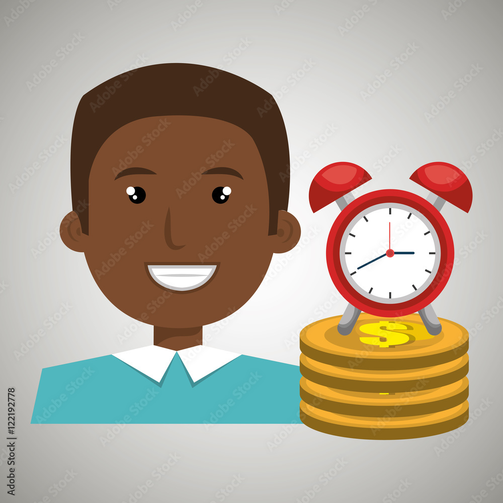 man pile coin clock vector illustration eps 10 man pile coin clock vector illustration eps 10
