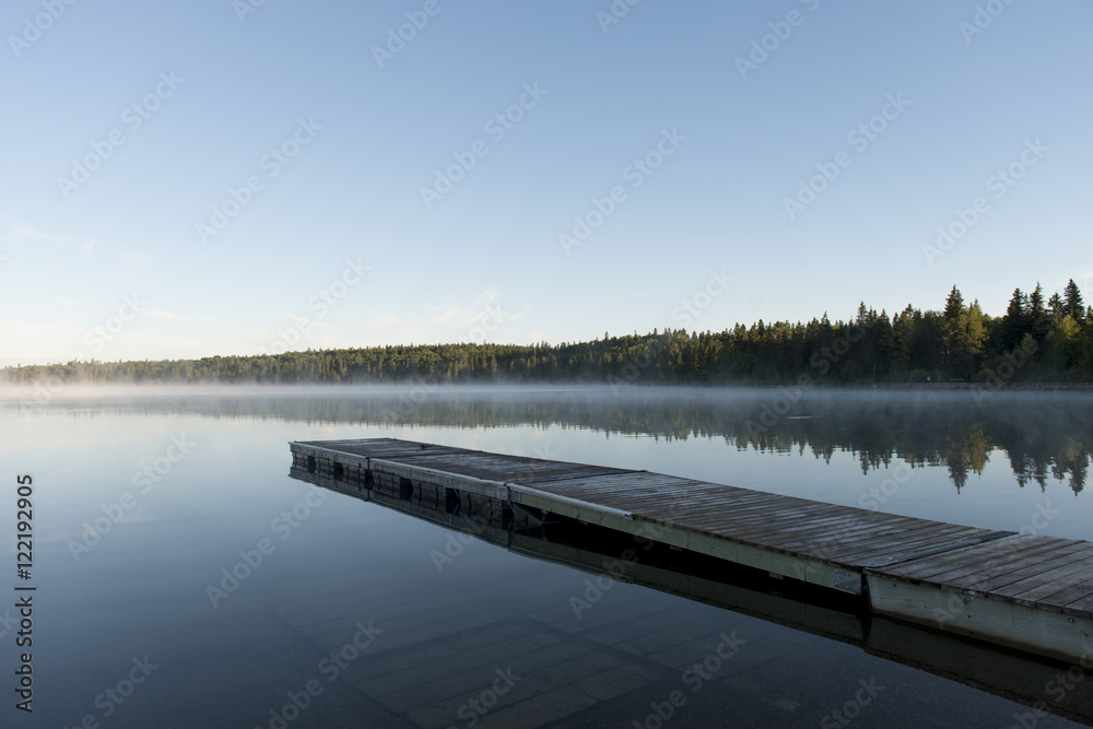 Boardwalk in a lake, Riding Mountain National Park, Manitoba, Ca Boardwalk in a lake, Riding Mountain National Park, Manitoba, Ca