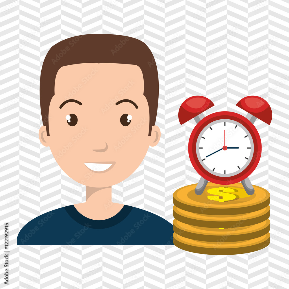 man pile coin clock vector illustration eps 10 man pile coin clock vector illustration eps 10