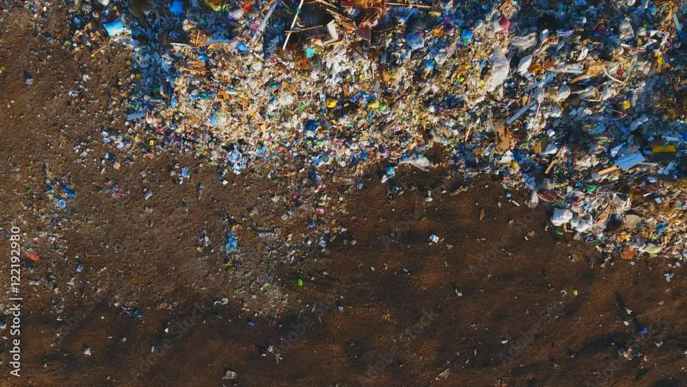 Aerial video: Non biodegradable garbage mountain - garbage dump. Aerial video: Non biodegradable garbage mountain - garbage dump.