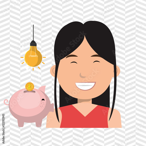 woman piggy coin idea vector illustration eps 10