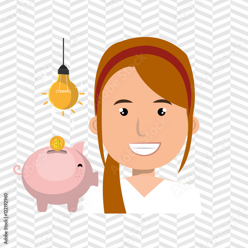 woman piggy coin idea vector illustration eps 10