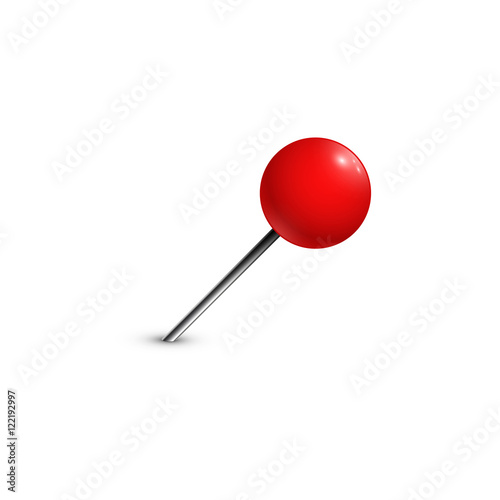 Red pushpin, navigation symbol. Isolated on white background. Vector illustration, eps 10.