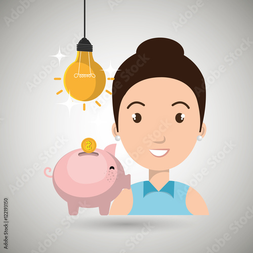 woman piggy coin idea vector illustration eps 10