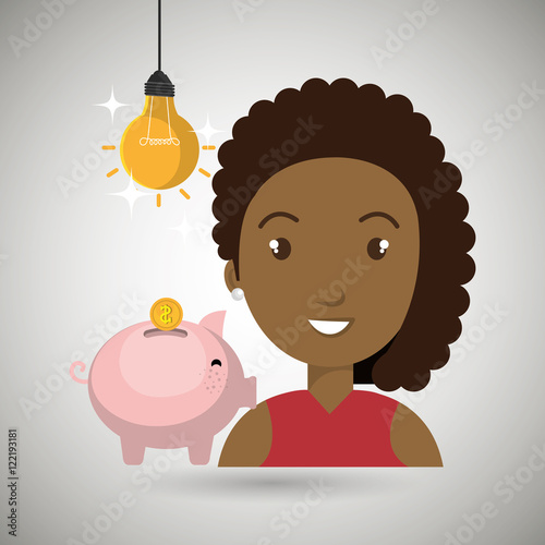 woman piggy coin idea vector illustration eps 10