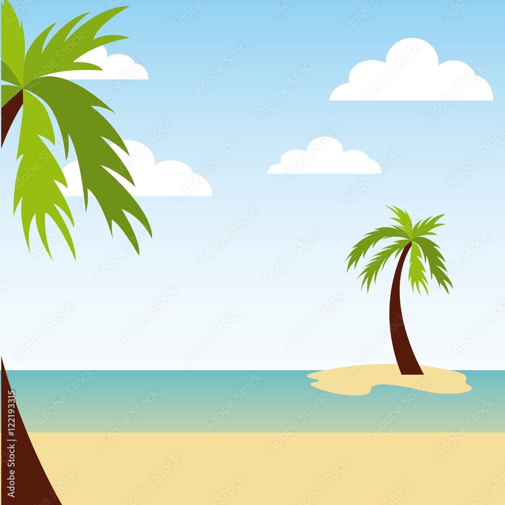 beach landscape vacations icon vector illustration design
