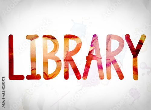 Library Concept Watercolor Word Art