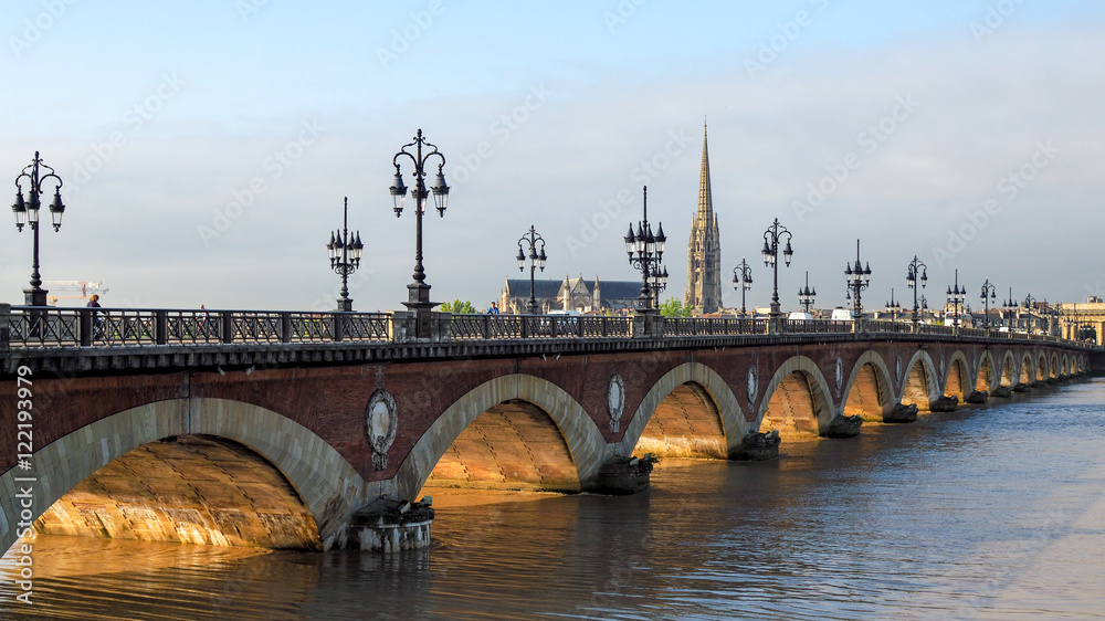 The Pont de Pierre Spanning the River Garonne in Bordeaux