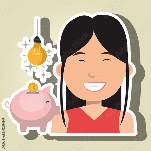 woman piggy coin idea vector illustration eps 10