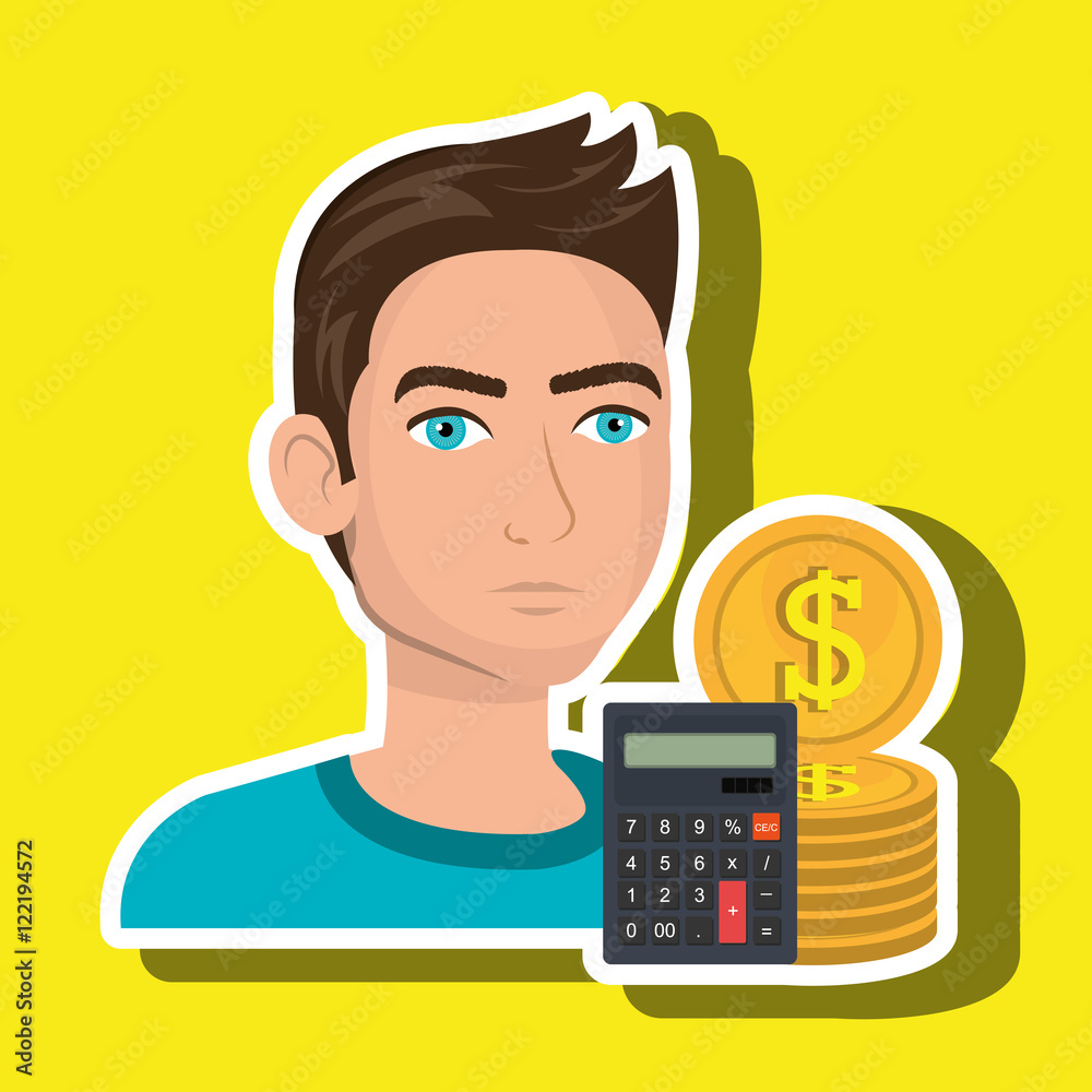 man money coins calculator vector illustration eps 10 man money coins calculator vector illustration eps 10