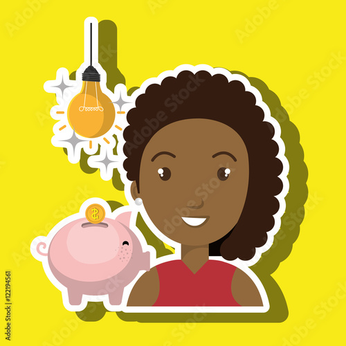 woman piggy coin idea vector illustration eps 10
