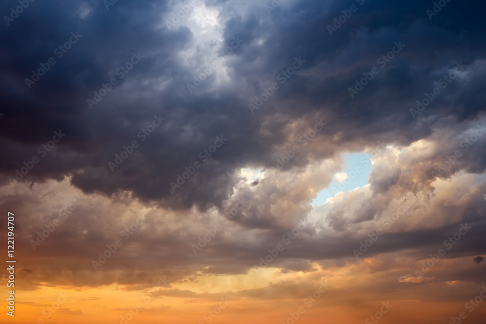 Background of the sky with clouds at sunset