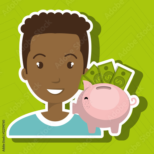 man piggy coin idea vector illustration eps 10