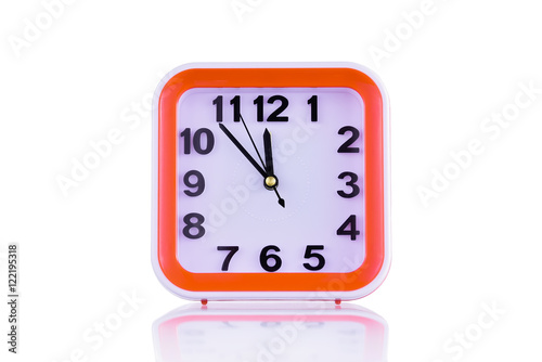 Square orange clock isolated on white background front view