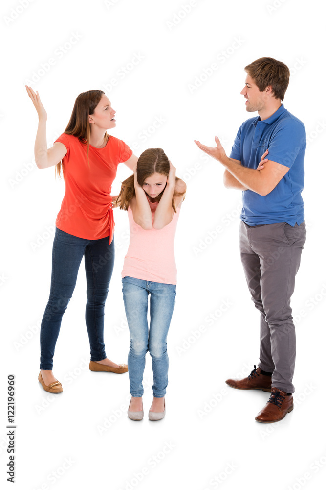 Parent Quarreling On White Background Parent Quarreling On White Background