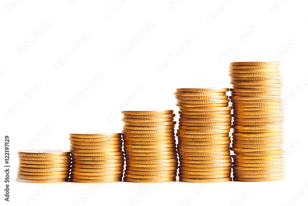 Coin stacks on a white background Coin stacks on a white background