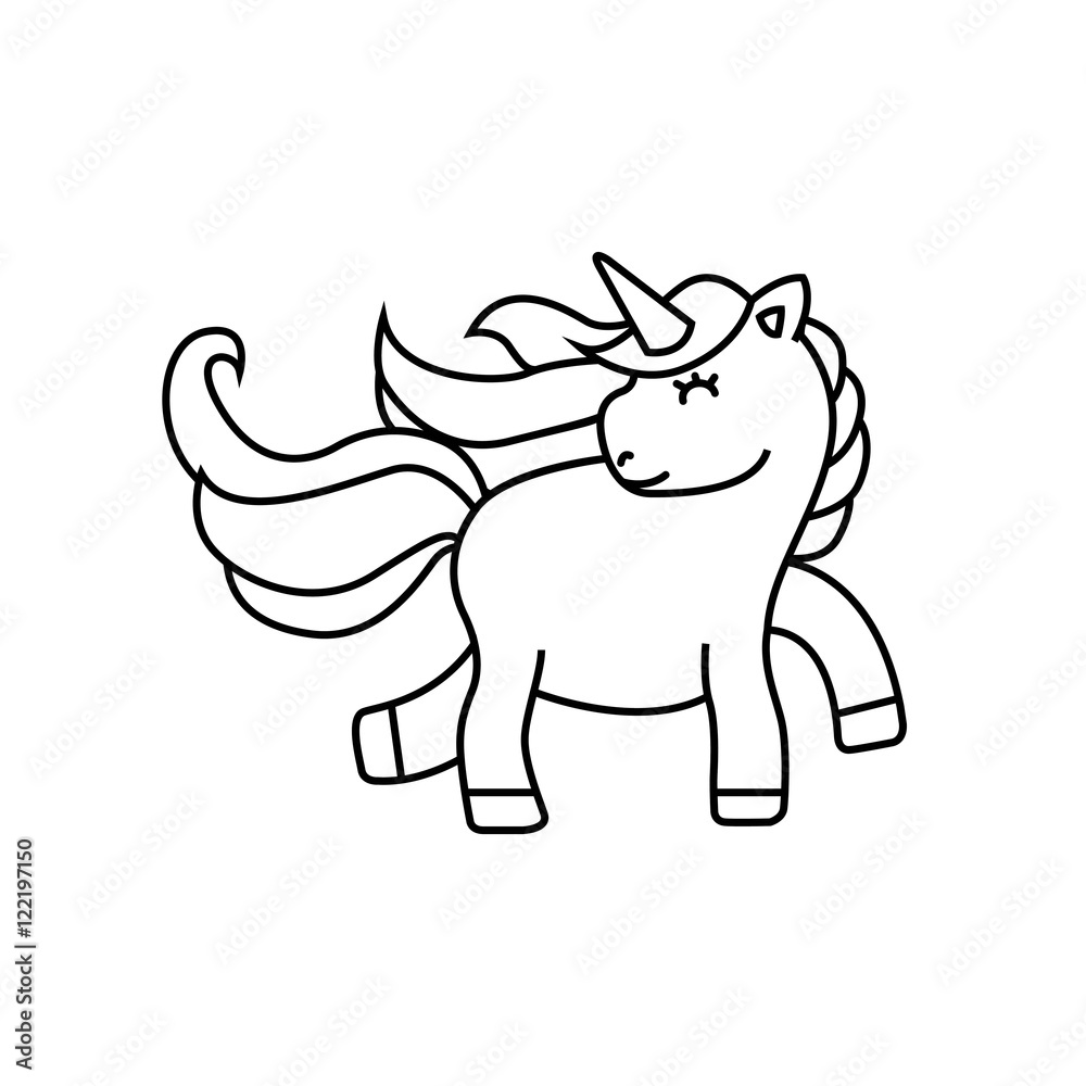 drawing cute unicorn icon vector illustration design